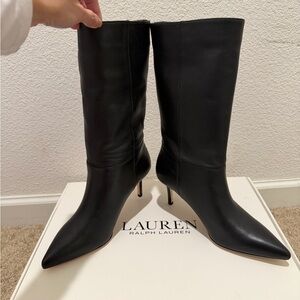 “New”Lauren Ralph Lauren Black Heeled Boots size6.5 (S-Display)